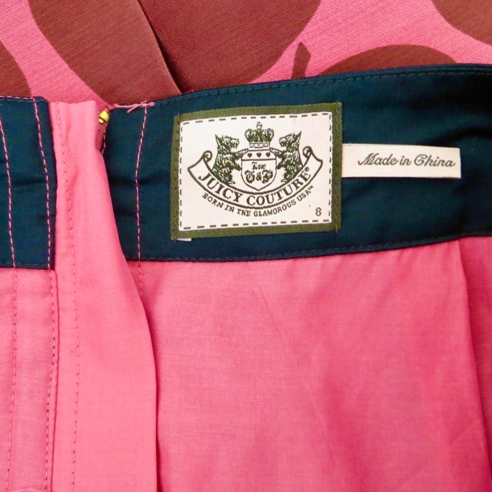 NEW! Juicy Couture Silk Polka Dot Skirt Pink SZ 8 - Picture 7 of 8